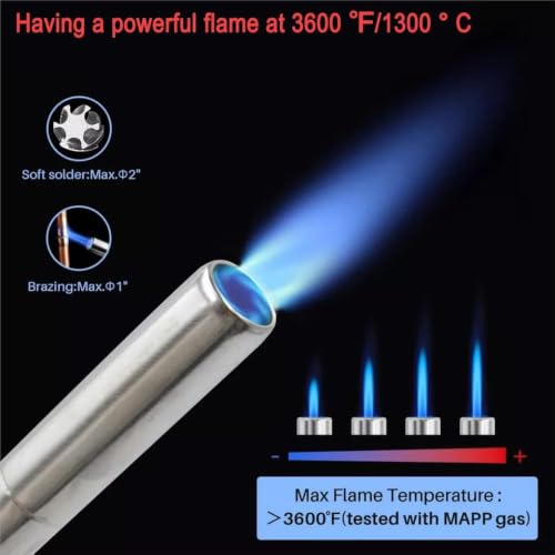 Image of Propane Torch Hand Hose, Mapp Gas Torch,Hose Length 1.5 M /60 INCH-With Hook | Powerful Vortex Flame for Brazing Copper Pipes, CGA600 Fuel Compatibility, For HVAC and Plumbing