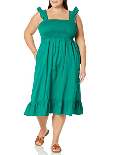 Image of The Drop Womens Kimi Ruffled Shoulder Smocked Midi Dress