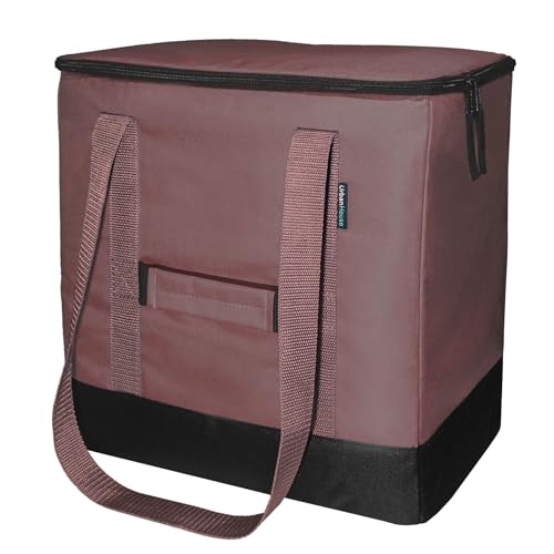 UrbanHouse Extra Large Premium Reusable Insulated Cooler Bag with Heavy-Duty 4‑Layer Insulation and 2-Way Carry for Grocery Shopping, and Food Delivery and Catering in Light Burgundy 1-Each