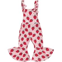 Birthday Jumpsuit Baby Girl Strawberry Romper Bell Bottoms Sleeveless Halter Floral Jumpsuit Toddler Summer Clothes