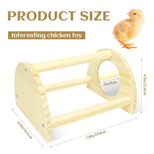 Image of Chicken Perch with Mirror, Strong Pine Wooden Chick Perch Toys for Coop and Brooder for Birds, Baby Chicks, Hens