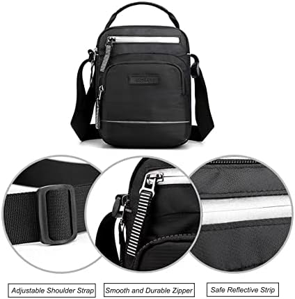 BOMKEE Small Shoulder Bag, Mini Messenger Bag Crossbody Bag Lightweight Nylon Phone Pouch For Men Women Travel Hiking Work School