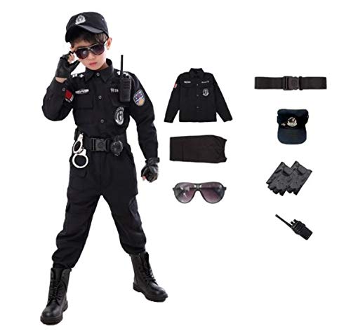 Fantasia Traje Infantil Conjunto De Policial Halloween (140CM)