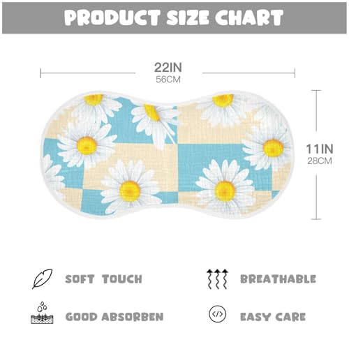 MCHIVER Checkerboard Floral Baby Burp Cloths Cotton Washcloths Super Soft Absorbent Burping Rags for Baby Girls Boy Burpy Cloth Bib 1 Pack4