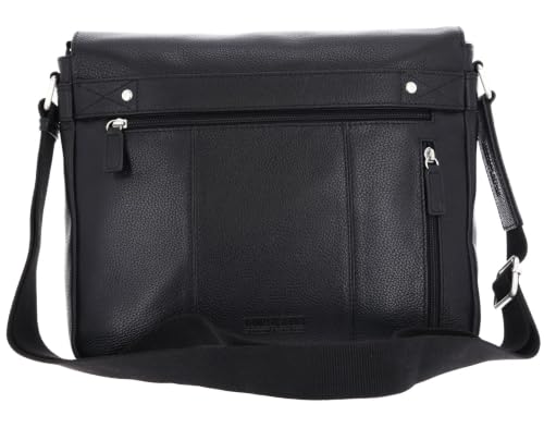 Bolso bandolera Leonhard Heyden de cuero negro Berlin con compartimento para portátil elegante 3