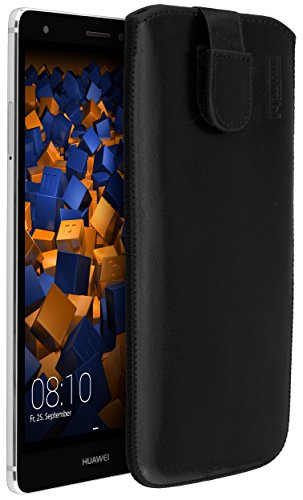 mumbi Echt Ledertasche kompatibel mit Huawei Mate S Hülle Leder Tasche Hülle Wallet, schwarz