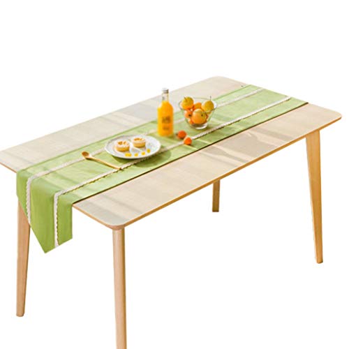 Chemin de table vert pour décoration de table basse et repas de village