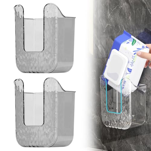 Kitchen Wipes Storage Box, Wall Mounted Paper Towel Box, Wall Mounteds Wet Wipes Holder Dispenser, Wall Mounted Paper Towel Box Bracket (Gray,2pcs)