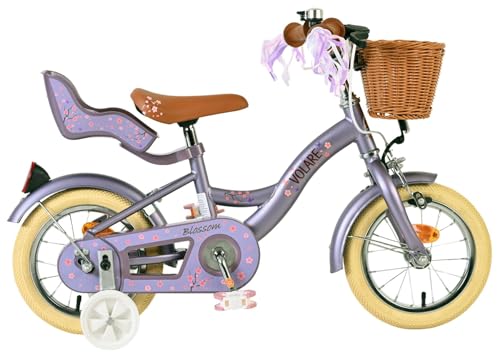 Velo 12 pouces violet Volare Blossom fille avec petites roues de velo