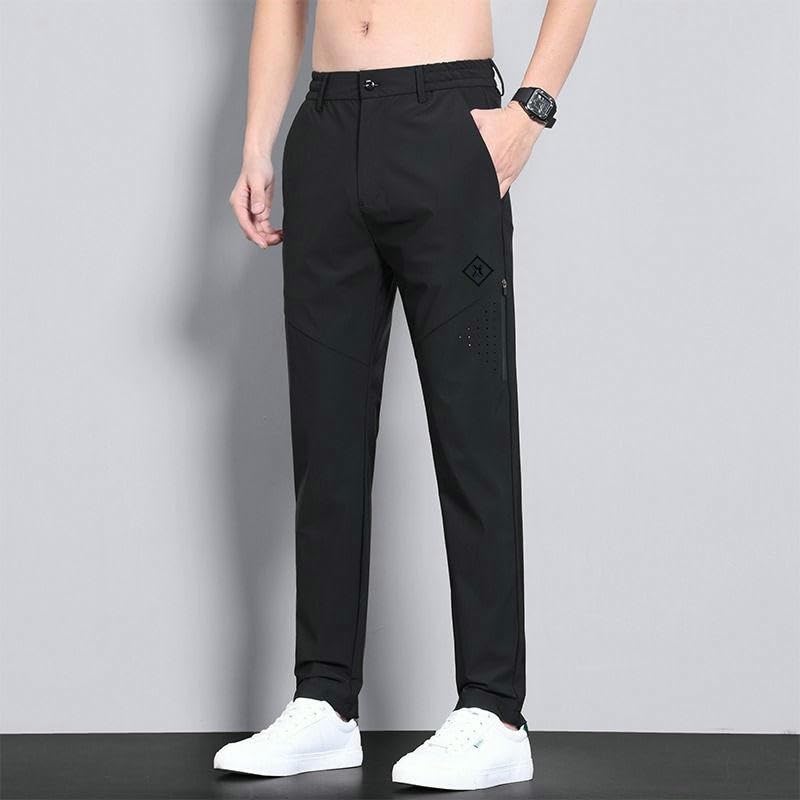 Men's Summer Thin Ice Silk High Elastic Straight Loose Breathable Casual Pants3