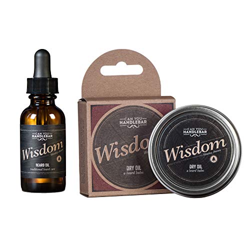CanYouHandlebar Beard Oil and Balm Set for Men, Natural Beard Care Conditioner Moisturizer Softener Grooming Products, Woodsy Scent, 1oz Dropper Bottle and 1oz Stainless Steel Tin