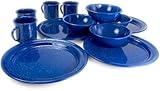 GSI Outdoors Sierra Enamel Table Set for Four with Bowls, Plates and Cups for Camping
