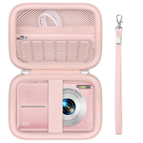 Supmay Cassa da trasporto per VAHOIALD/per Jukanur Macchina Fotografica Digitale Fotocamera 1080P, Digital Point and Shoot Camera Storage Holder Borsa di viaggio con tasca in rete per batteria, Rosa