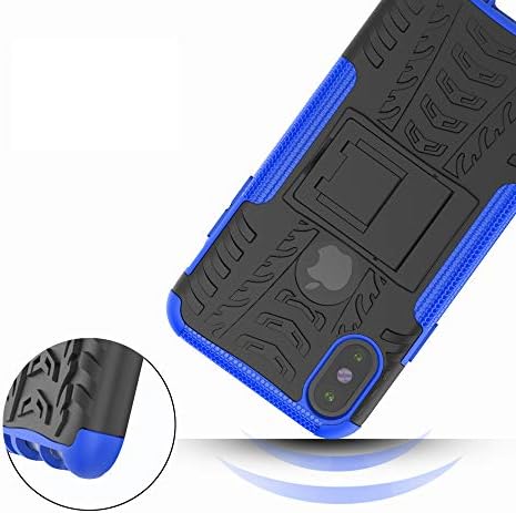 ALDHOFA iPhone X Case,iPhone Xs Case,Heavy Duty Shock Proof Protective Phone Case,Dual Layer Hybrid Cover with Kickstand for iPhone X/Xs-Blue