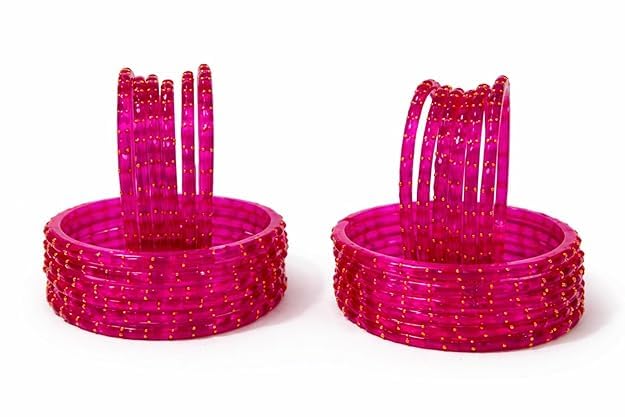 Glass Bangles for Women Designer Golden Beaded Chudi Set Traditional Ethnic Wedding & Festival Wear Lightweight Ladies Bangles-image-32