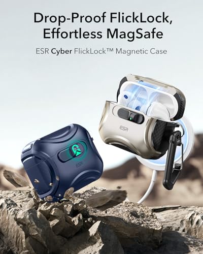 Image of ESR for AirPods Pro 3 Case (2025), Compatible with Airpods Pro 3rd Generation Case (USB-C Cable), Effortless MagSafe, Drop-Proof Lock, Easy Open, Cyber Series, Blue