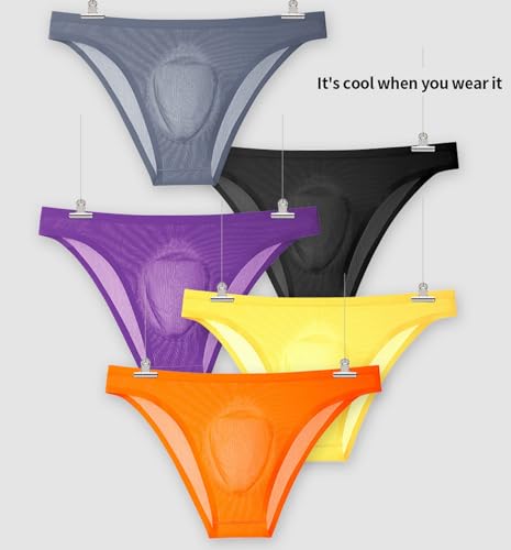Men's Briefs Seamless Ice Silk Breathable Transparent Ultra-thin Underpants Sexy Elastic Bikini Underwear3