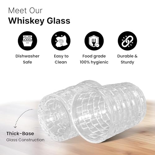 Image of UMAI Whiskey Glasses Set of 2 (270ml Each) | Diwali Glass | Lead Free Neat Whiskey Glass | Heavy Bottom Drinking Glass | Crystal Glass Diwali Gift | Glass for Drinks | Cocktail Glasses