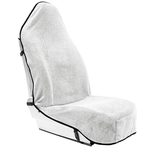 Season Guard Towel Seat Cover, Waterproof Car Seat Protectors for Gym, Workout & Active Lifestyle, Universal Fit for Car SUV Truck Van, Non-Slip 3 Strap Design, Machine Washable, 1 Pack White