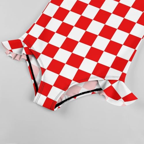 Image of Girls One Piece Swimsuit Polka Dots Ruffles Swimwear Bathing Suits 3-12 Years
