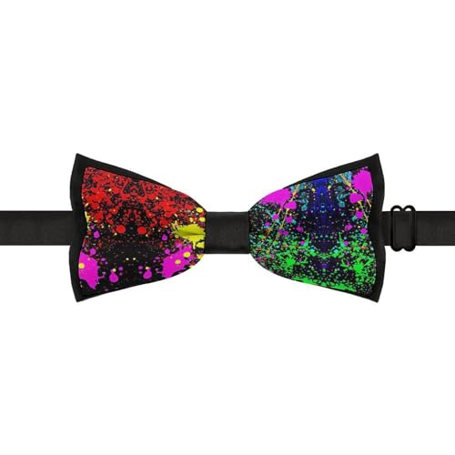 GoasNei Glow in Dark Splatter Neon Bow Tie for Men Adjustable Necktie Funny Tie Neck Ties for Weddings Party