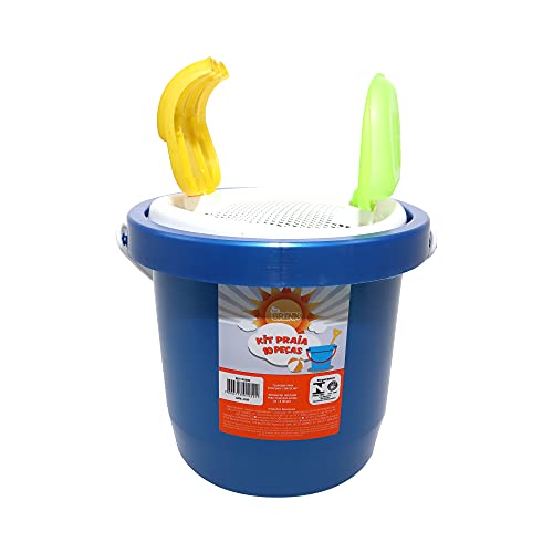 KIT PRAIA 10 PEÇAS COM BALDINHO 18cm - CORES SORTIDAS