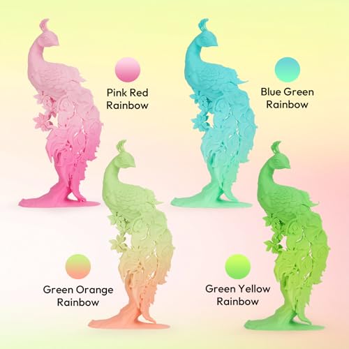 Image of AMOLEN Matte PLA Filament 1.75mm,Bicolor Rainbow Bundle PLA, Smooth Finish Color Change 3D Printing Filament, 600m /s High-Speed Printing, 200g X 4 Pack