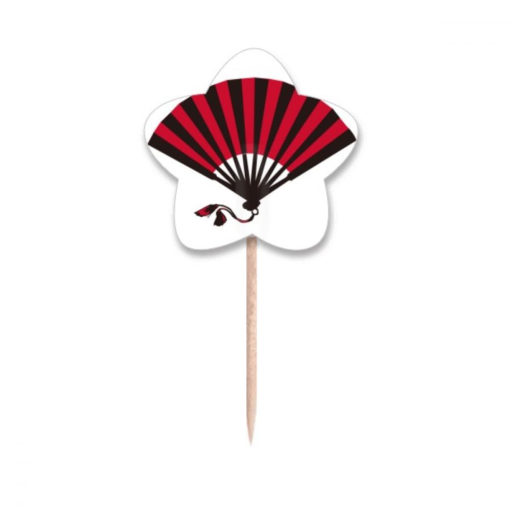 Pics à cupcake et cure-dents japonais design étoile drapeau rouge noir pour buffet