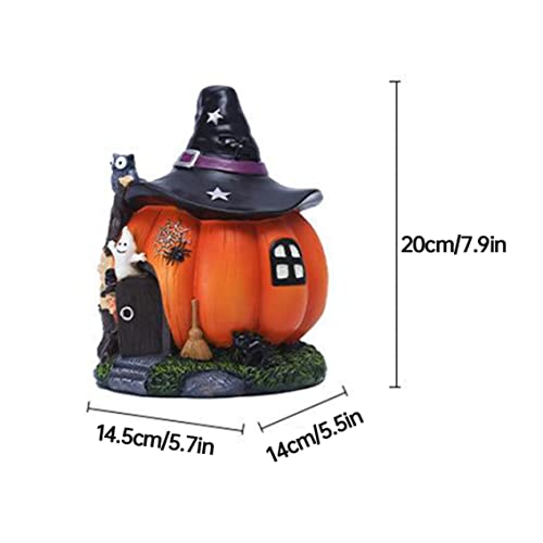 Statue Halloween Sorcière Citrouille en Résine Décoration Extérieure Imperméable