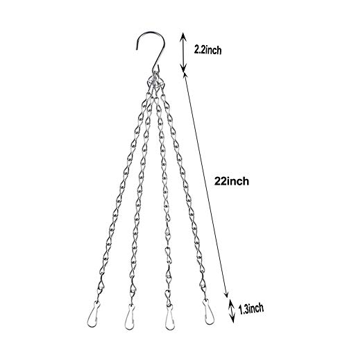 4Pack - 24 Inch 4 Leads Hanging Chain With Hooks Flower Pot Chain Replacement Plant Hangers For Bird Feeders, Planters And Lanterns (Silver) #TOP1