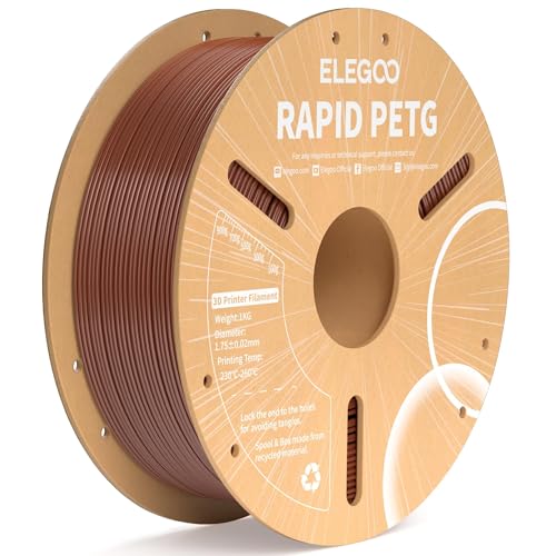 Image of ELEGOO Rapid PETG Filament 1.75mm Brown 1KG, High Speed 30-600mm /s 3D Printer Filament Dimensional Accuracy + /- 0.02 mm, 1kg Cardboard Spool(2.2lbs) Fits for Most FDM 3D Printers