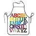 Fartuch tęcza abc kolorowy alfabet angielski fartuch szefa kuchni nowość fartuch do grillowania uroczy bawełniany fartuch 52 x 72 cm do gotowania, restauracji, ogrodnictwa