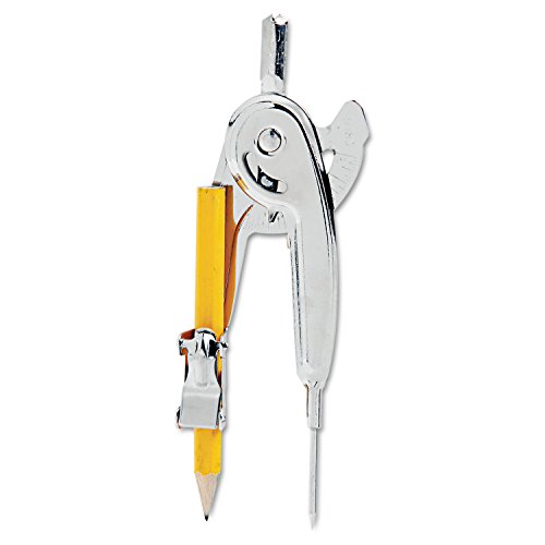 Charles Leonard Ball Bearing Compass with Golf Pencil, Up To 12 Inch Diameter, Silver, 12-Pack (77360) - Thumbnail 4
