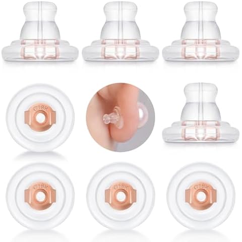 8 Pcs Silicone Earring Backs for Droopy Ears/Heavy Earring,No-Irritate Hypoallergenice Earring Backs Replacements,Rose Gold Soft Clear Locking Earring Backs for Studs(Rose Gold) Cover