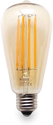 AriusTek S21 5W Vintage Edison LED Filament Light Bulb Warm 2200K, Dimmable, Smoke Glass, 40-watt Equivalent ST64 …