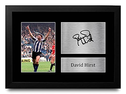 Impression photo David Hirst autographe signé sous cadre A4 de collection Sheffield