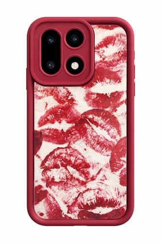 Image of COVERLY Lips Back Case Cover Compatible for OnePlus 15 5G | Hot 3D Sexy Lips Retro Embossed | 360 Camera Protection | Lipstick Kiss Print Cute Soft Touch Liquid Silicone Phone Case (TPU | Love Red)