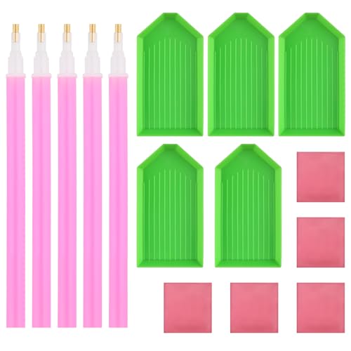 Motroce 15pcs Diamond Painting Tools, 5D Diamond Art Accessories, Diamond Art Trays and Drill Pen Grip for DIY Diamond Rhinestone Painting, Adults DIY Craft