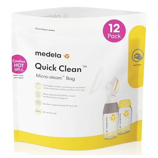 Medela Quick Clean Microwave Sterilizer Bags for Bottles and Breast Pump Parts, Reusable Up to 20 Times Per Bag, Food-Grade Material, Made Without BPA, Pack of 12