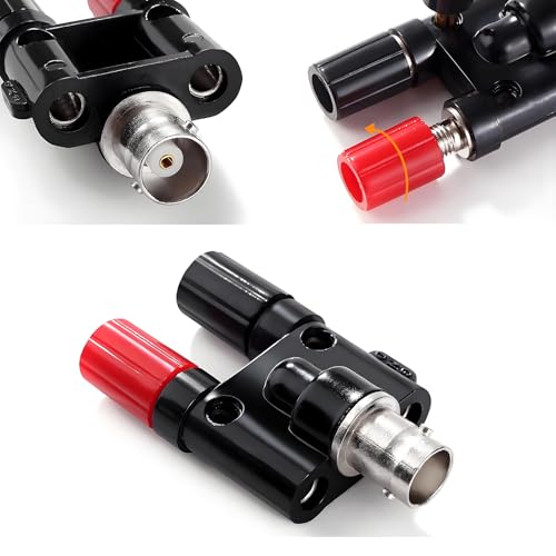 MejaRizon 2 Stück BNC Buchse auf 2 x 4mm Dual Bananenbuchse, RF Coaxial Splitter Doppelt Verbinder Jack, BNC-Stecker auf Dual Bananen Klinke, Binding Post Koaxial Adapter für Oszilloskop-Kabel