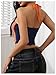 SOLY HUX Women's Halter Crop Tops Y2K Color Block Embroidered Cami Top Summer Sleeveless Slim Fitted Top Dark Blue S