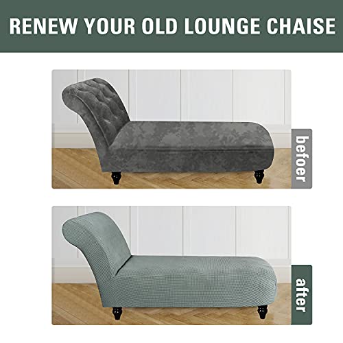 Stretch Armless Lounge Chaise Slipcover, High Stretch Chaise Longue Cover Pet Furniture Cover, Covers For Chaise Lounge Ultra Soft Machine Washable Recliner Sofa Slipcover For Bedroom (Gray Green) #TOP6