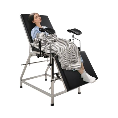 Silla de examen ginecológico Silla ginecológica con respaldo ajustable y reposapiés ergonómicos Silla ginecológica moderna para examen profesional y clínica (negro)