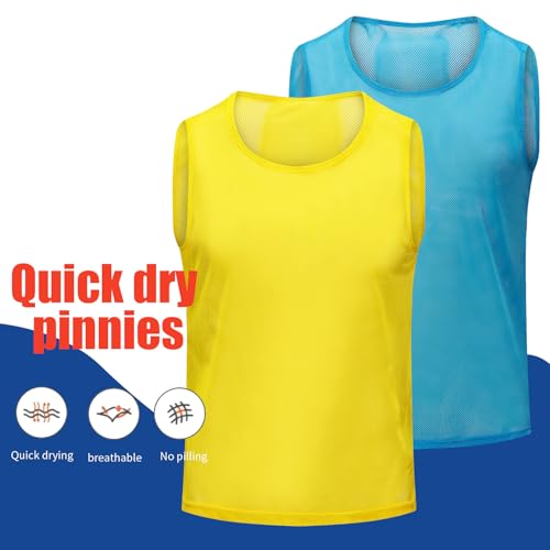 Image of 12 /24 /48Pcs Soccer Pinnies Youth, Scrimmage Team Practice Vests | Mesh Printed and Unprinted Numbers Team Pennies for Basketball Soccer Football Bibs Adults Kids