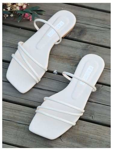 Image of GORGLITTER Women's Summer Vacation Beach Cute Square Toe Flat Sandals Strappy Toe Ring Thong Slide Sandal Slip on Flip Flops 2026