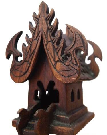 Cosy Geisterhäuschen Geisterhaus Holz Kleines Geisterhaus ca.12cm Höhe Spirit House Glücksbringer Talisman