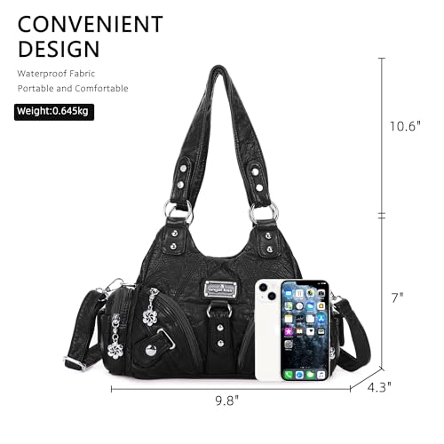 Image of Angel Kiss Purses for Women Small Hobo Shoulder Bags Vagen Leather Multi-Pocket Tote Bag with Zipper