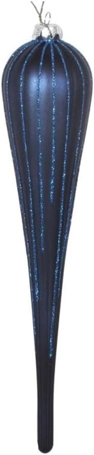 Vickerman 11" Matte Glitter Drop Christmas Ornaments in Blue (Set of 3)