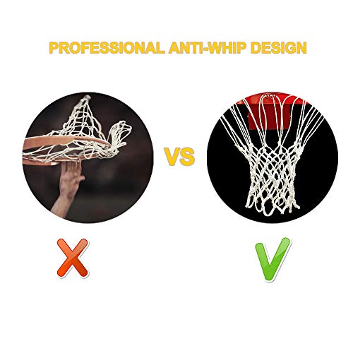 Progoal Professional Heavy Duty Basketball Net Replacement,Fits Standard Indoor And Outdoor 12-Loop Rims(White, Standard Size) #TOP2