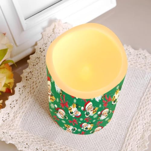 Image of Autumn Black Cat Battery Operated Candles Set of 4 | Battery Operated LED Pillar Candles, Flickering Flame, Multi‑Color Changing, Home Decor for Living Room